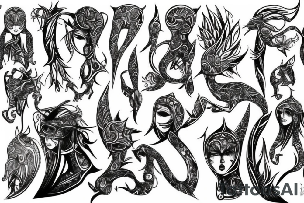 Neo Tribal cyber Sigilism tattoo idea