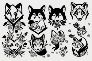 Panda, wolf and a fox tattoo idea
