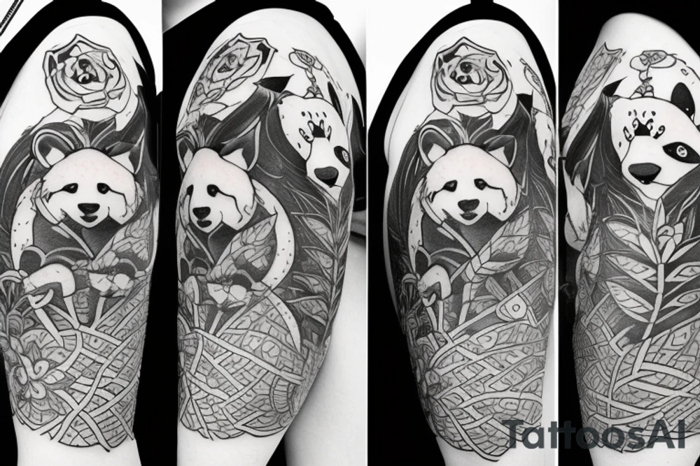 A panda, a wolf and a fox tattoo idea