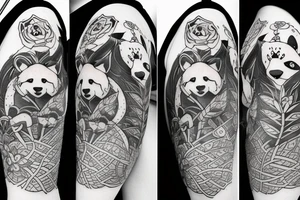 A panda, a wolf and a fox tattoo idea