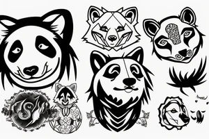 A panda, a wolf and a fox tattoo idea