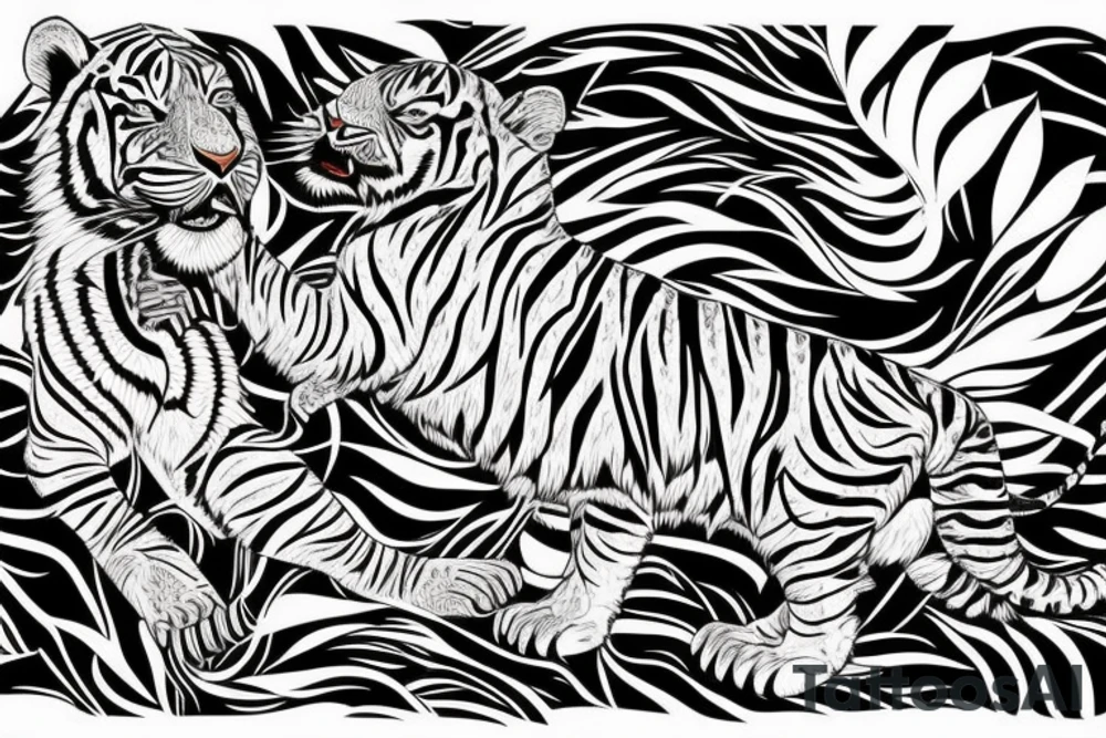 A crawling tiger and jaguar for back piece tattoo idea