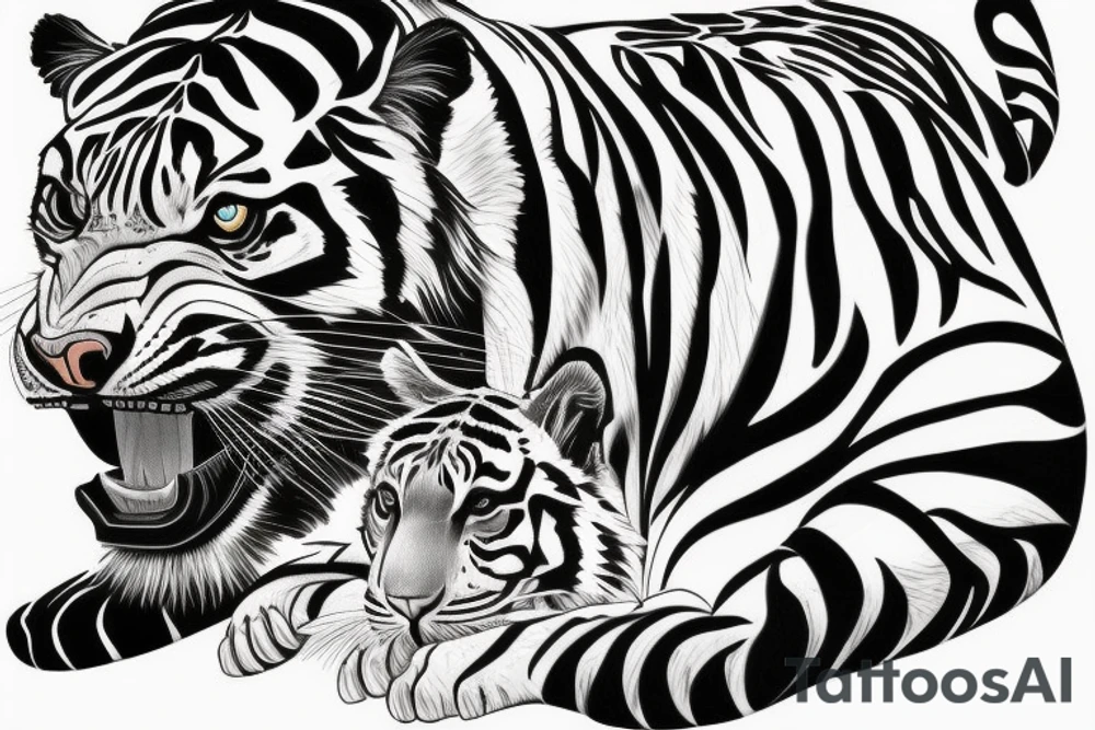 A crawling tiger and jaguar for back piece tattoo idea