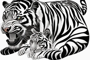A crawling tiger and jaguar for back piece tattoo idea