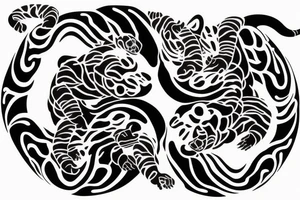 A crawling tiger and jaguar yin Yang for back piece tattoo idea