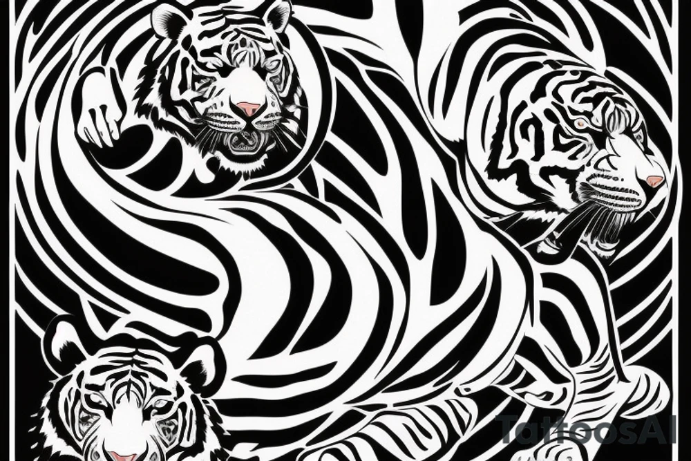 A crawling tiger and jaguar yin Yang for back piece tattoo idea