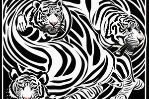 A crawling tiger and jaguar yin Yang for back piece tattoo idea