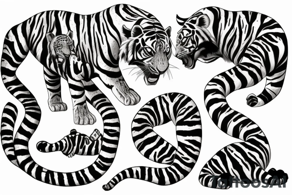 A crawling tiger and jaguar tattoo idea