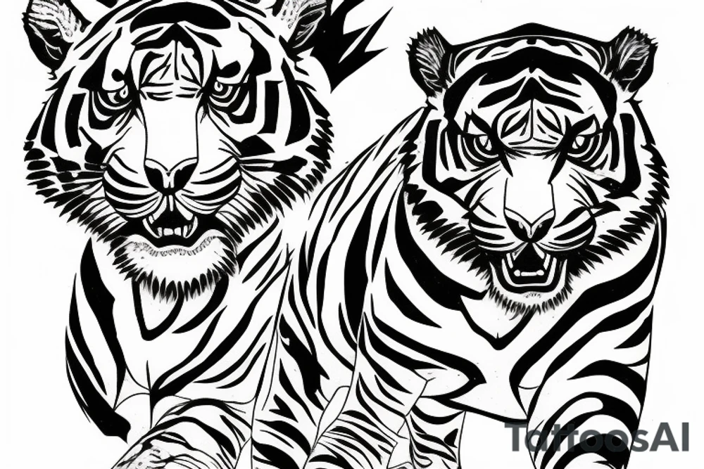 A crawling tiger and jaguar tattoo idea