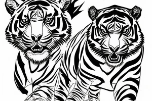 A crawling tiger and jaguar tattoo idea
