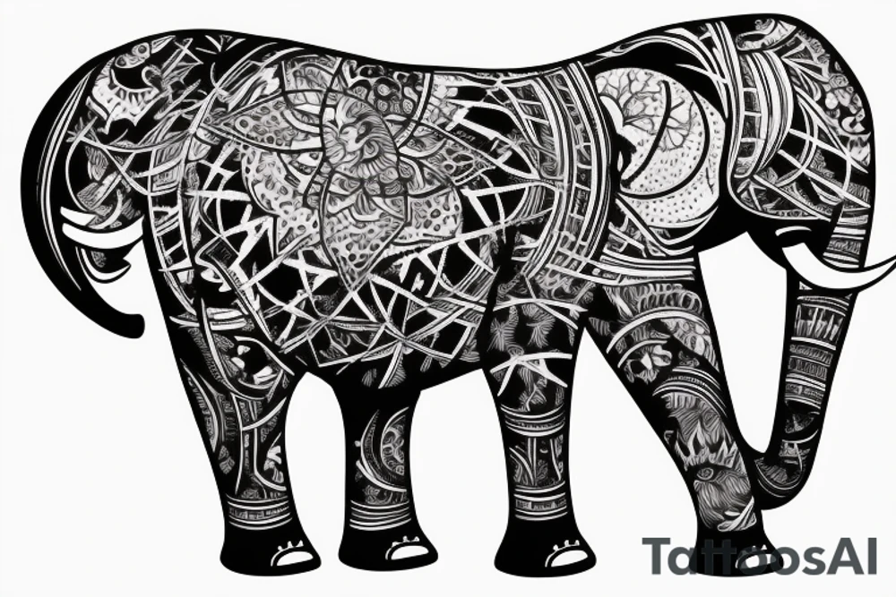 Elephant looking at the moon tattoo idea