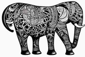 Elephant looking at the moon tattoo idea