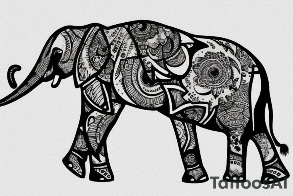 Elephant looking at the moon tattoo idea