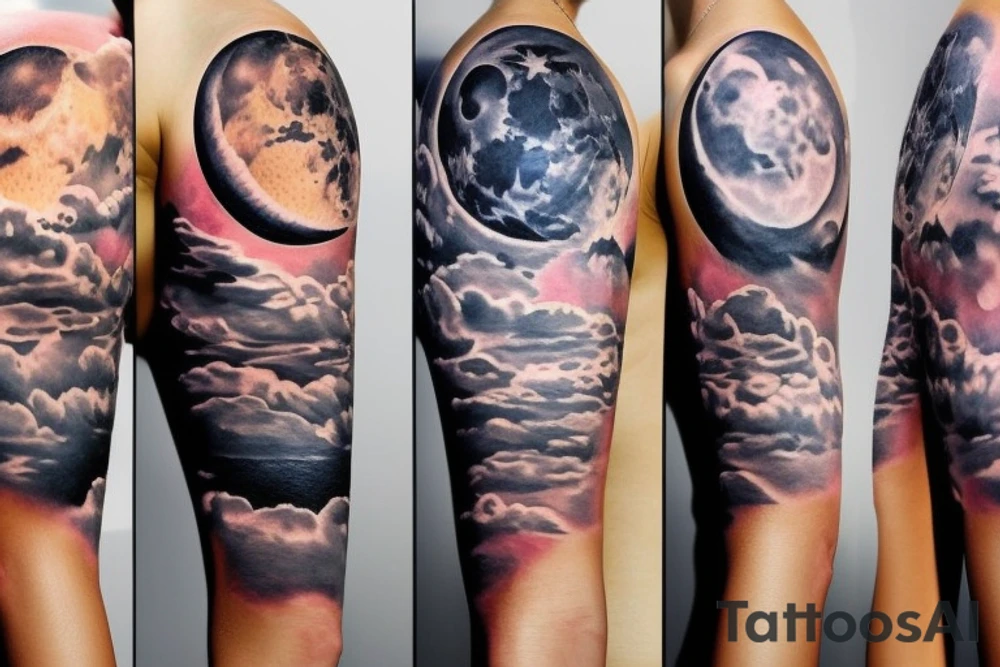 Moon over clouds tattoo idea
