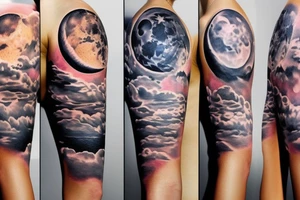 Moon over clouds tattoo idea