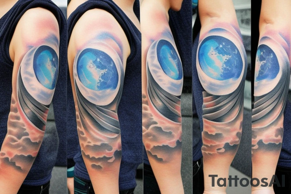 Moon over clouds tattoo idea
