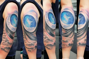 Moon over clouds tattoo idea