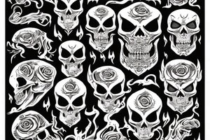 Demon skull with flames tattoo idea