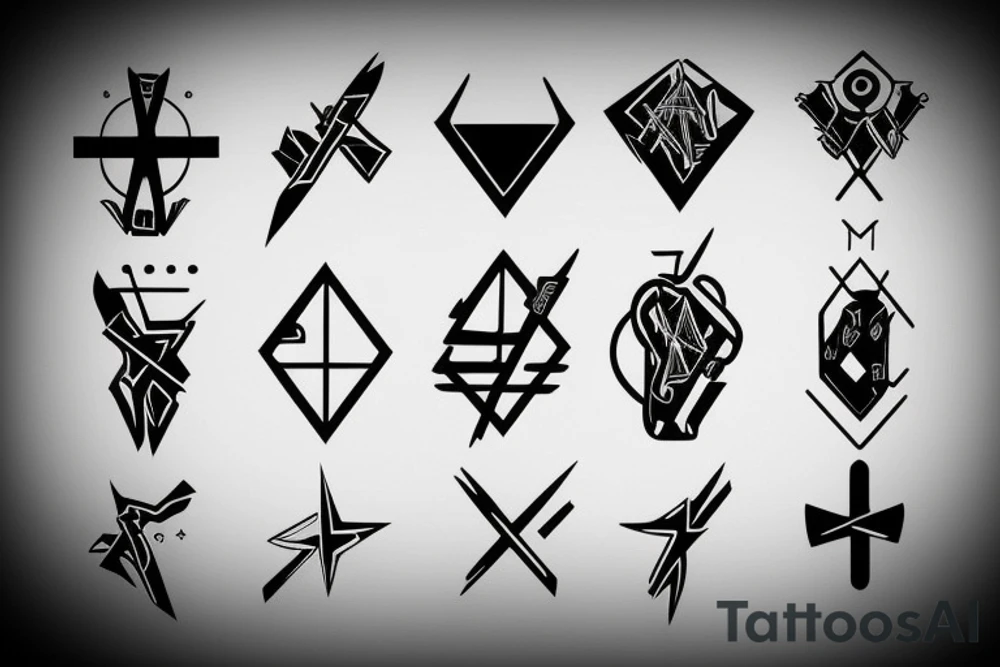 Minimalistic futuristic cross tattoo idea
