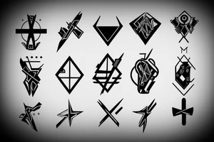 Minimalistic futuristic cross tattoo idea