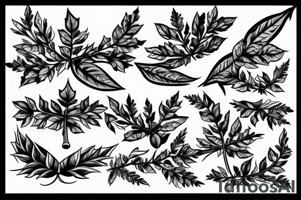 Cross and leaves tattoo idea