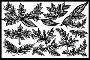 Cross and leaves tattoo idea