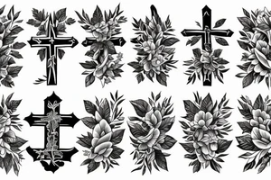 Cross and leaves tattoo idea