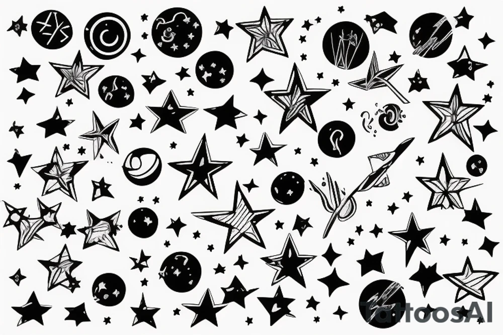 1 electric pole line with starry background tattoo idea