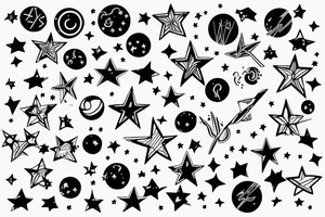 1 electric pole line with starry background tattoo idea