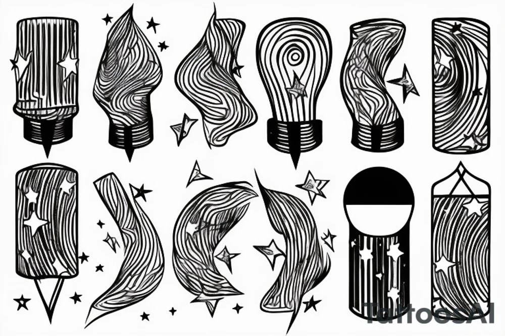 Electric pole line with starry background tattoo idea