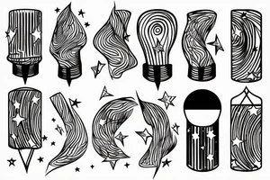 Electric pole line with starry background tattoo idea