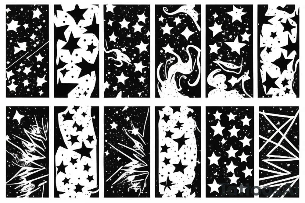 Electric pole line with starry background tattoo idea