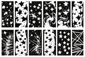Electric pole line with starry background tattoo idea