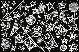 Electric pole line with starry background tattoo idea