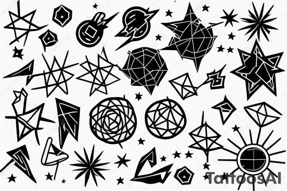Electric pole line with starry background tattoo idea