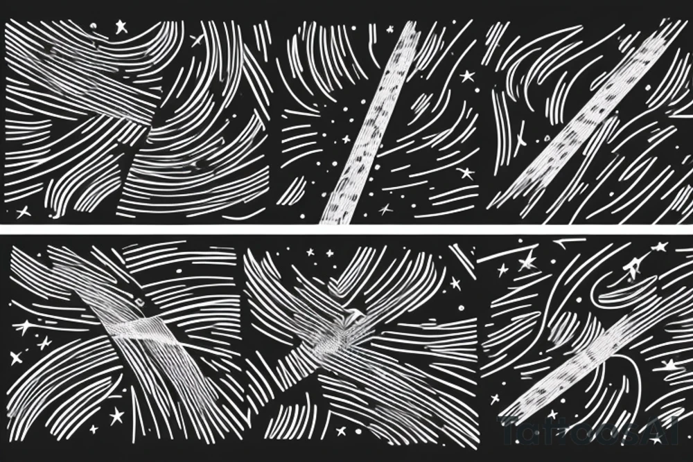 Electric pole line with starry background tattoo idea