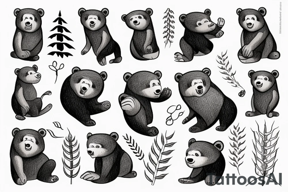 Baloo the bear holding a pile of wheat tattoo idea