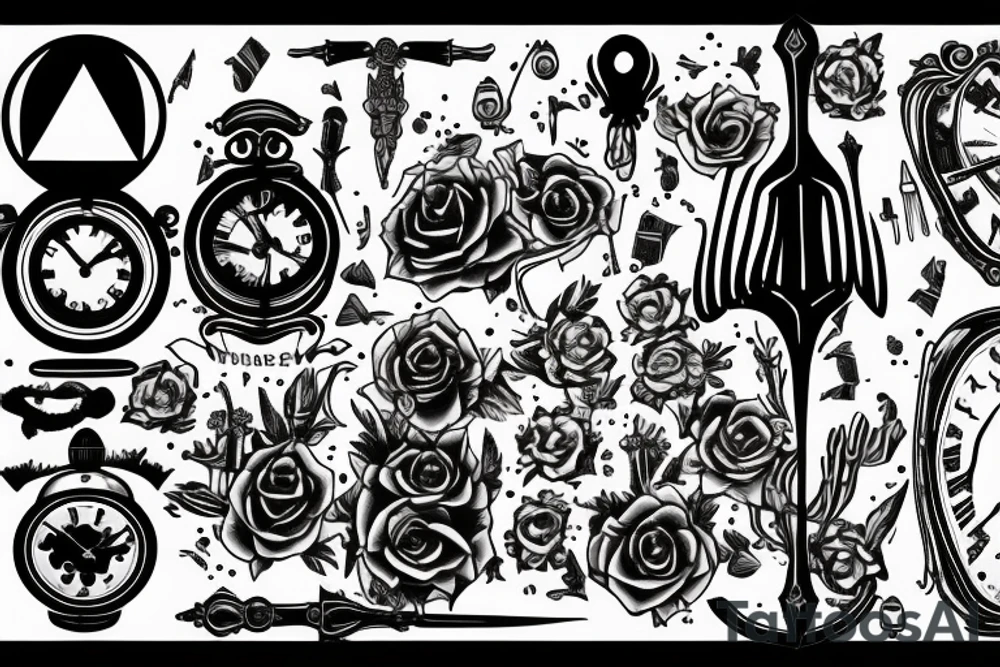 Hourglass with dead man’s hand tattoo idea