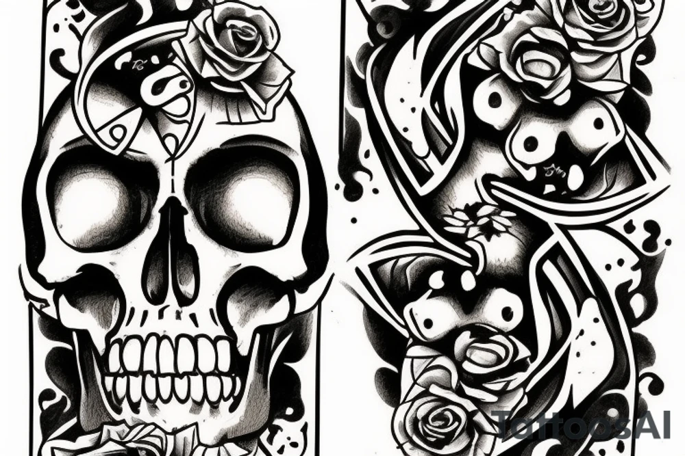 Hourglass skull cards life’s a gamble tattoo idea