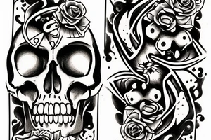 Hourglass skull cards life’s a gamble tattoo idea