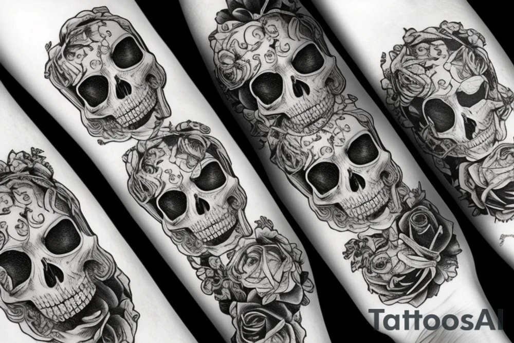 Hourglass skull cards life’s a gamble tattoo idea