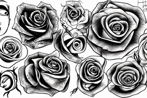 Withered rose with eyes tattoo idea