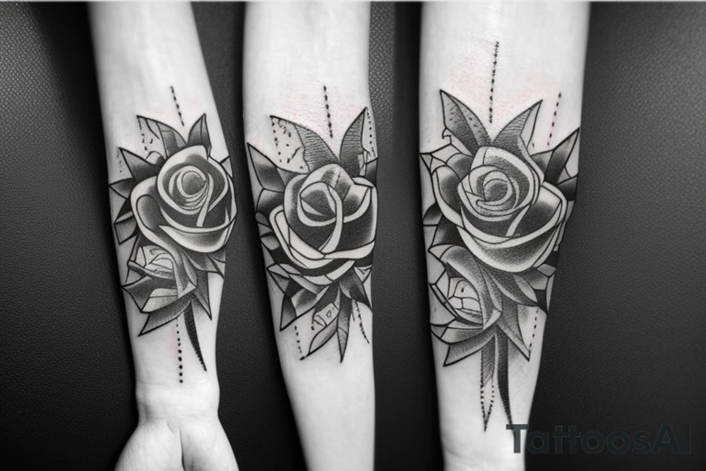 Withered rose with eyes inside tattoo idea