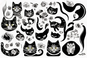 Сat run on grass tattoo idea
