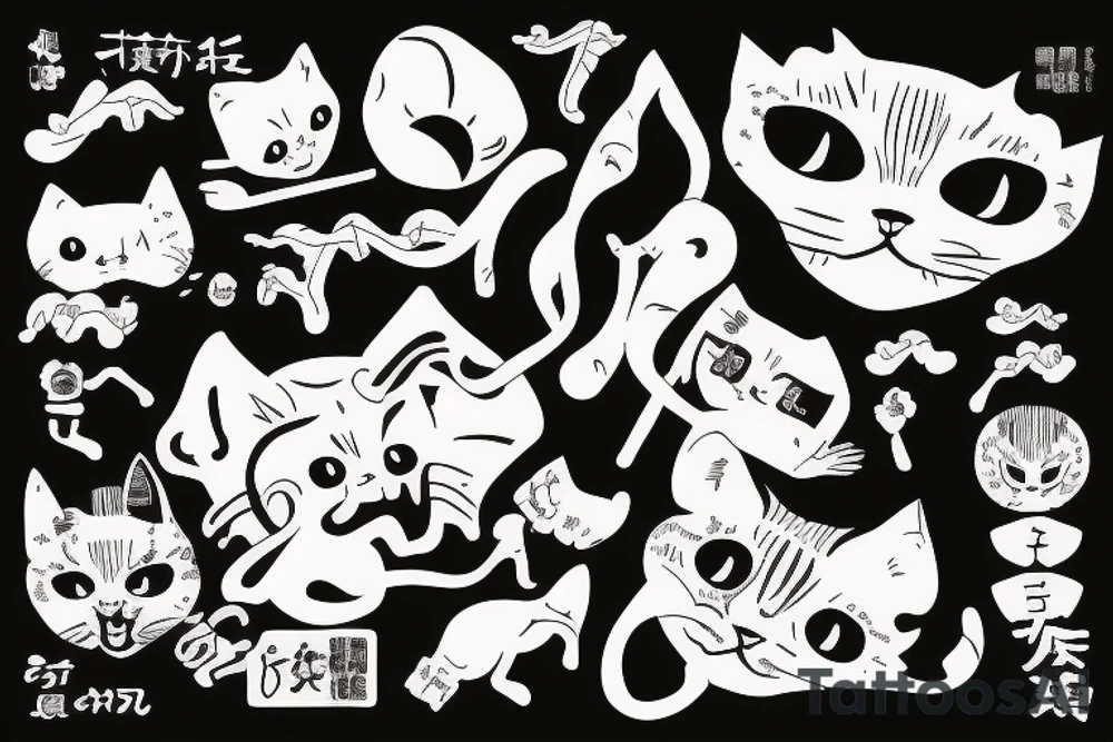 Сat run on grass tattoo idea