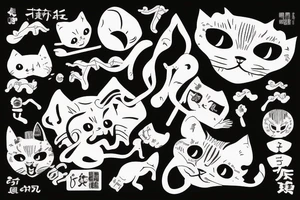 Сat run on grass tattoo idea