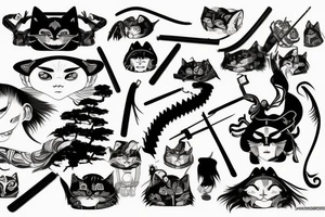 Сat samurai tattoo idea