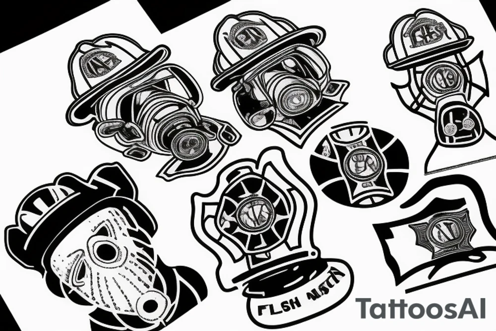 firefighter, mask, oxygen apparatus tattoo idea