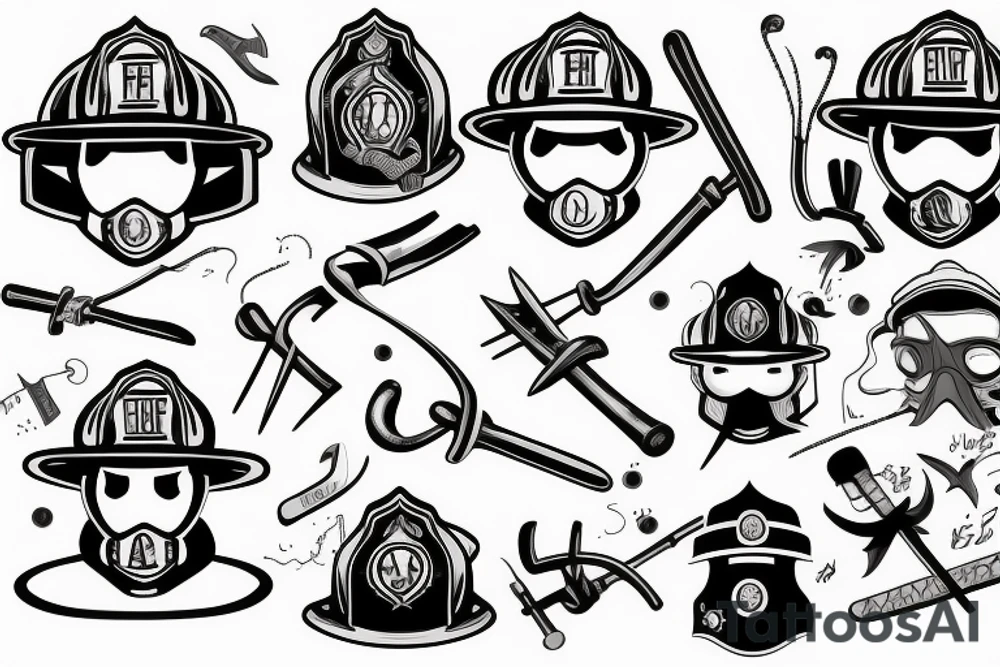 firefighter, mask, axe tattoo idea
