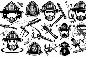 firefighter, mask, axe tattoo idea